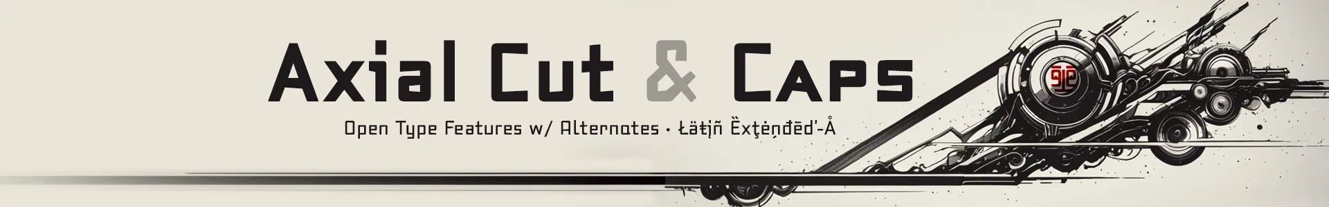 Axial Cut & Caps fonts family w/ alternates