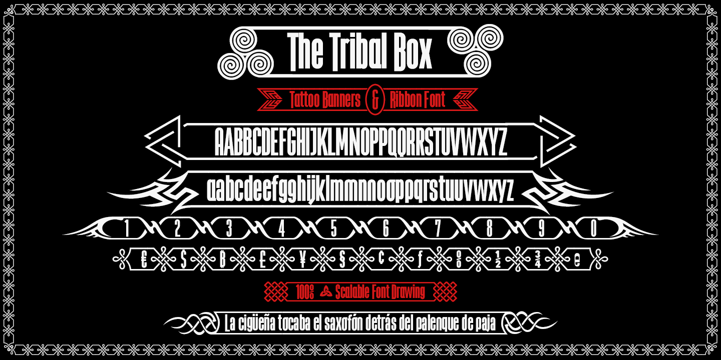 the Tribal Box font specimen b