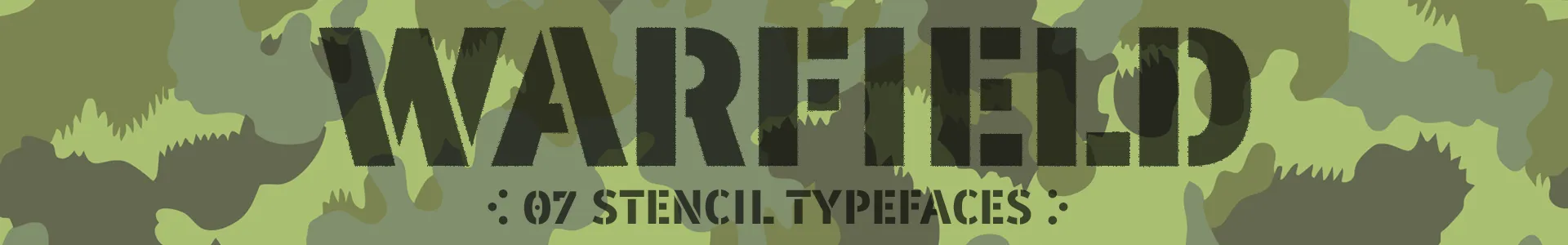 WARFIELD Stencil Army font family. 07 weights