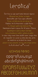 Mapa de caracteres. Lerótica light typeface. Character map