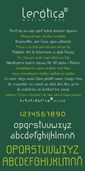 Mapa de caracteres. Lerótica medium typeface. Extended character set
