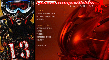 Web en flash | QC | Canarias Competiciones de Quads, piezas, parafernalia, videos, etc. todo desarrollado en una página web en Flash